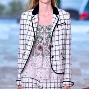 Tory Burch Pocomo Jetty Tweed Check
Plaid Blazer